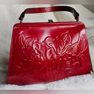 Patricia Nash Bonifati Frm Lava Rose Tooled Color Red